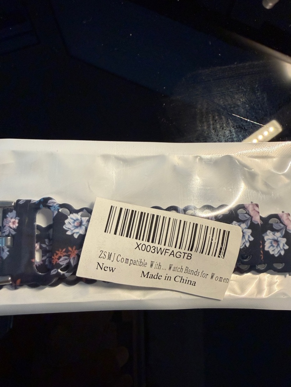 Floral Silicone Replacement Watch Band for Women - Navy Blue